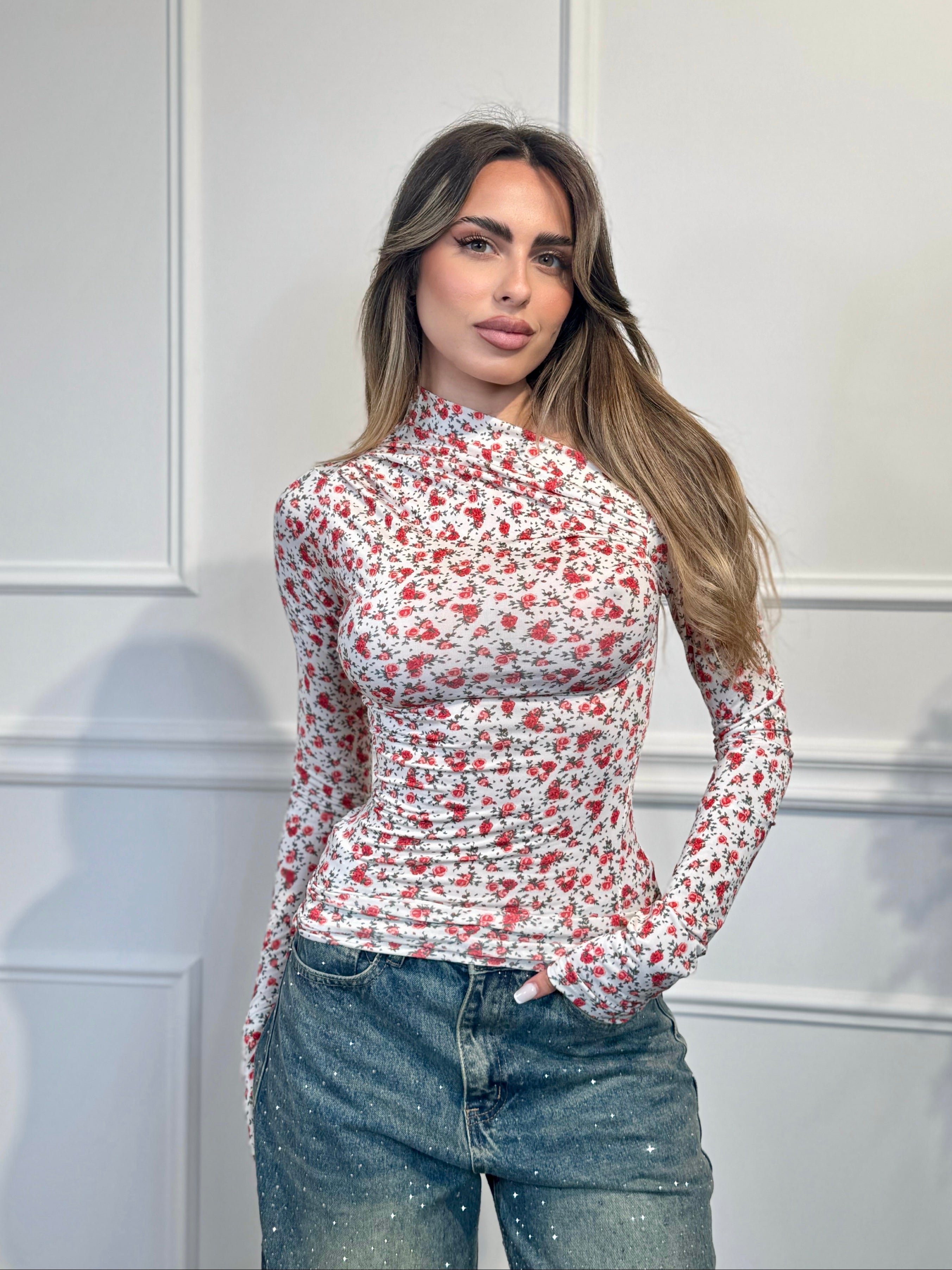 Maglia KIM FLOWERS WHITE