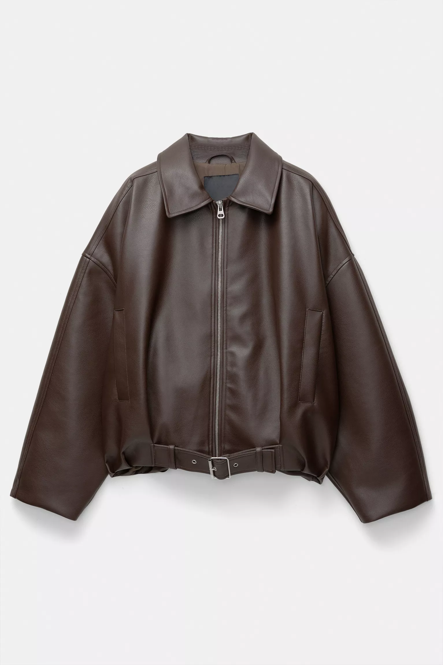 Faux leather bomber jacket brown