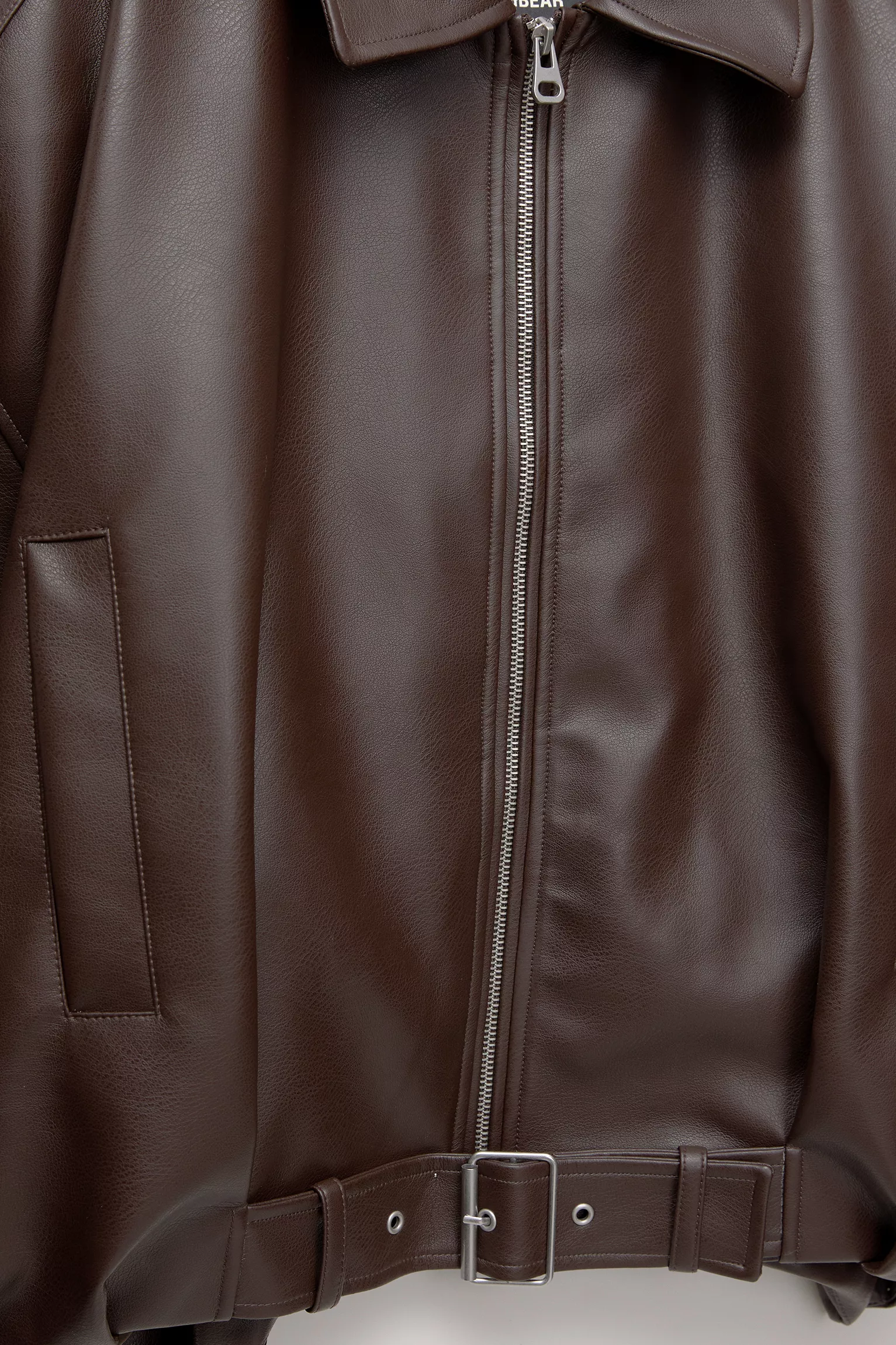 Faux leather bomber jacket brown